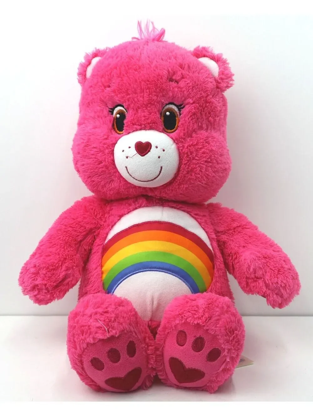 Build A Bear Care Bears Cheer Bear Plush Toy with Rainbow Belly Badge